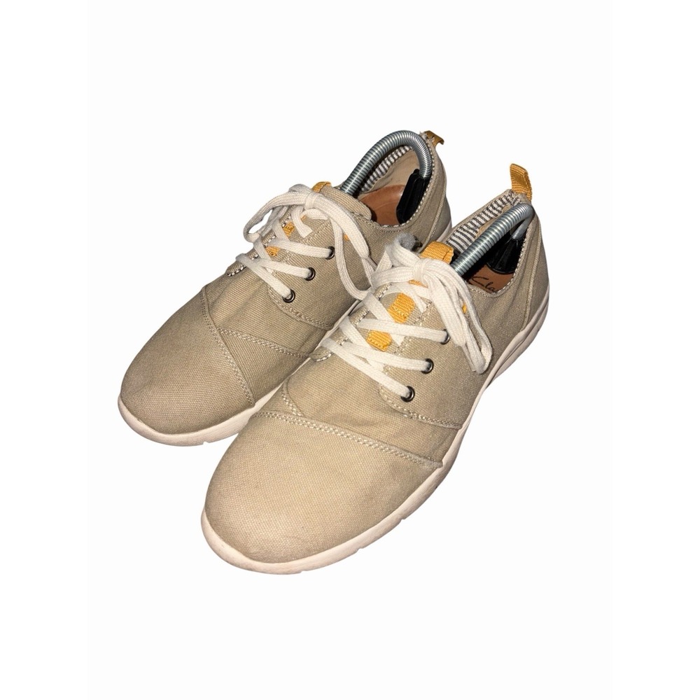 Clarks Men's  Size 10 M Khaki‎ Tan Canvas Lightweight Lace Up Casual Shoes